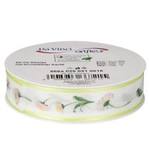 Artikel Geschenkband Blütenmuster Bellis zum Basteln und Verpacken 25mm 20m
