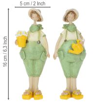 Artikel Dekofiguren Gärtner Tischdeko Sommer Grün Gelb 16,5×5,5cm 2St