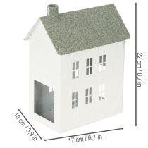 Artikel Dekohaus Metall Hausform mit Fenstern und Schornstein 22cm