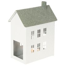 Artikel Dekohaus Metall Hausform mit Fenstern und Schornstein 22cm