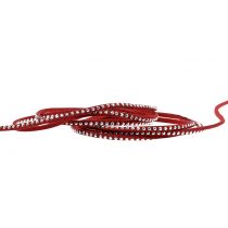 Dekokordel Lederband Rot mit Nietenbesatz 3mm 15m