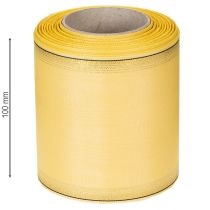 Artikel Dekoratives Moiré Kranzband in Gelb mit Goldrand, Breite 100mm, Länge 25m für Floristik und Dekoration