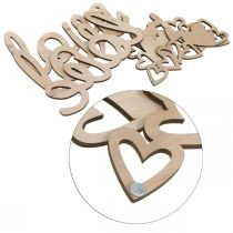 Artikel Herzen „Love“ Holzdeko Natur mit Magnet Dekoschild 20,5/25cm 6St