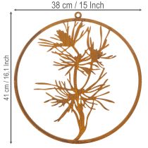 Artikel Dekoring Metallring Edelrost Wanddeko Kiefernzweig Ø38cm