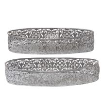 Artikel Dekoschale Metall Muster Grau Oval L36cm/33,5cm 2er-Set