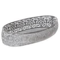 Artikel Dekoschale Metall Muster Grau Oval L36cm/33,5cm 2er-Set