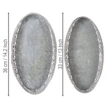 Artikel Dekoschale Metall Muster Grau Oval L36cm/33,5cm 2er-Set