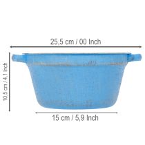 Artikel Dekoschale Übertopf Blau Metall Deko Shabby Ø21cm H10,5cm