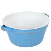 Artikel Dekoschale Übertopf Blau Metall Deko Shabby Ø21cm H10,5cm