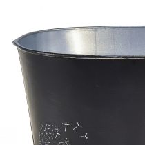 Artikel Dekoschale Metall Oval Schwarz Silber Blumen 20,5×12,5×12cm