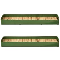 Artikel Dekotablett Metall Holz Metalltablett Grün 35,5×11×3cm 2St