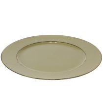 Artikel Dekoteller Grün Plastikteller Vintage Moosgrün Braun Ø33cm