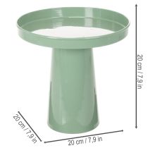 Artikel Dekoteller Metall grün runder Fuß Tablett für Blumenarrangements 20cm