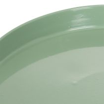 Artikel Dekoteller Metall grün runder Fuß Tablett für Blumenarrangements 20cm