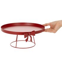 Artikel Dekotablett auf Fuß mit Schleife aus Metall 30cm 2-teiliges Set