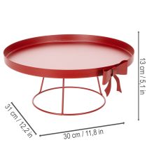 Artikel Dekotablett auf Fuß mit Schleife aus Metall 30cm 2-teiliges Set