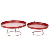 Artikel Dekotablett auf Fuß mit Schleife aus Metall 30cm 2-teiliges Set