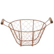 Artikel Drahtkorb Vintage rund mit Holzgriffen Metallkorb Rost Ø22cm