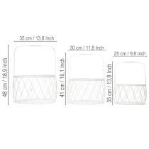 Artikel Drahtkorb mit Henkel Korb Weiß Metall Ø25/30/35cm 3er-Set