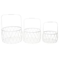 Artikel Drahtkorb mit Henkel Korb Weiß Metall Ø25/30/35cm 3er-Set