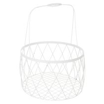 Artikel Drahtkorb mit Henkel Korb Weiß Metall Ø25/30/35cm 3er-Set