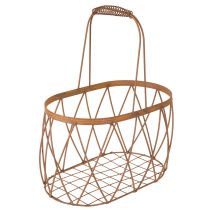 Artikel Drahtkorb oval Gitterkorb mit Henkel Gartendeko Rost 30/25cm 2er-Set