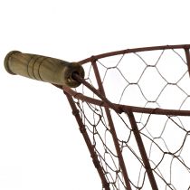 Artikel Drahtkorb Vintage rund mit Holzgriffen Metallkorb Rost Ø22cm