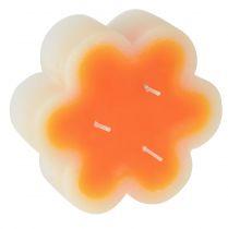 Artikel Dreidochtkerze Weiß Orange in Form einer Blüte Ø11,5cm H4cm