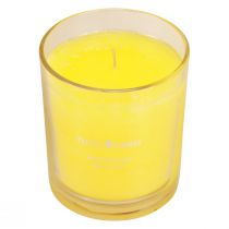 Artikel Duftkerze im Glas Sommer Duft Frangipani Gelb H8cm