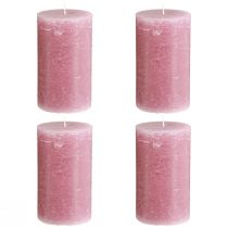 Artikel Altrosa Stumpenkerzen 70×120mm, durchgefärbt, 4er Set, Deko-Kerzen für Hochzeit & Zuhause