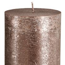 Artikel Durchgefärbte Stumpen Kerzen Kupfer 85mmx200mm 2er Set - Langbrenndauer, festliches Metallic-Design für Dekoration