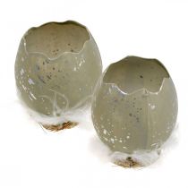 Artikel Ei zum Dekorieren, Ostern, Deko-Eierhälfte, Frühlingsdeko Ø8cm H10cm Grau, Silbern 4St