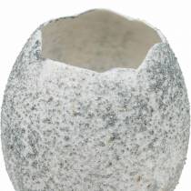 Eierschale zum Bepflanzen, Osterdeko, Übertopf, Deko-Ei Weiß Silbern 4St