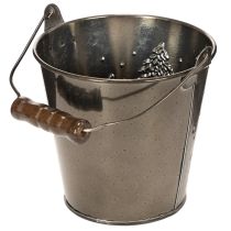 Artikel Deko Eimer mit Tannen und Holzgriff 13cm