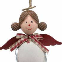 Artikel Weihnachtsfiguren Engel und Rentier zum Hängen Weiß, Rot Ø4,7cm H20/18cm 2St