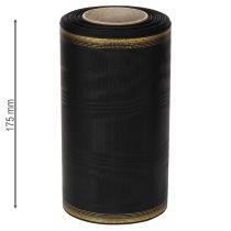 Artikel Elegantes Kranzband Moiré 175mm Schwarz mit Perlkante und Taftbindung, Dekoband Trauerfloristik, Schleifenband 25m