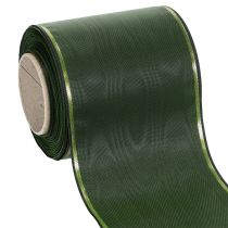 Artikel Elegantes Kranzband Moiré Grünes Band mit Goldrand 100mm x 25m für Trauerfloristik und Dekoration