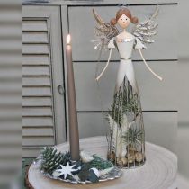 Engel Figur Metall, Windlicht Weihnachten H31,5cm