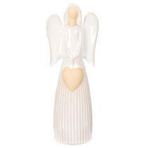 Artikel Engel Figur mit Herz Dekoration in Cremeweiß 23cm