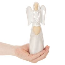 Artikel Engel Figur mit Herz Dekoration in Cremeweiß 23cm