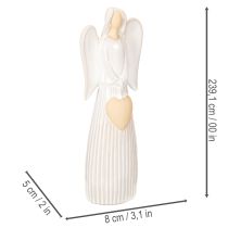 Artikel Engel Figur mit Herz Dekoration in Cremeweiß 23cm