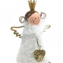 Artikel Engel Figur sitzend Weihnachtsdeko Holz Metall Weiß H12cm