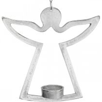 Artikel Teelichthalter mit Engel, Kerzendeko zum Hängen, Metall Silbern H20cm