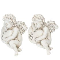 Artikel Engel Figur Herz Grabdeko mit Inschrift Dekoration für Trauer 13cm 2St