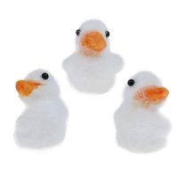 Ente Mini beflockt 4cm Weiß 12St