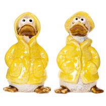 Artikel Entenfiguren Regenmantel Keramikfiguren für lustige Balkon und Garten Dekoration 11cm 4St