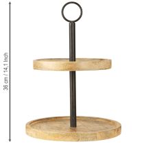 Artikel Etagere 2-stöckig Holz Metall Rund Natur Schwarz H36cm