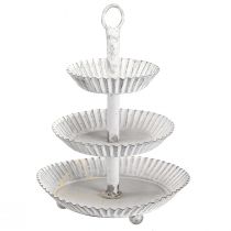 Artikel Etagere Metall 3-stöckig Etagen Tablett Weiß H23cm