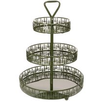 Artikel Metall-Etagere Grün drei Etagen Tannendekor rund 49cm