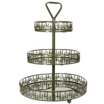 Artikel Metall-Etagere Grün drei Etagen Tannendekor rund 49cm